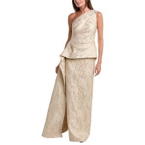Teri Jon by Rickie Freeman Metallic Jacquard Gown
